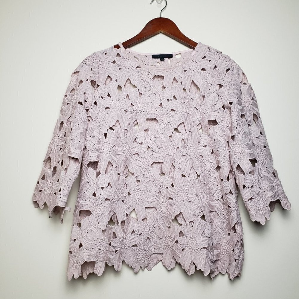ARYN K Open Lacey Floral 3/4 Sleeved Blouse